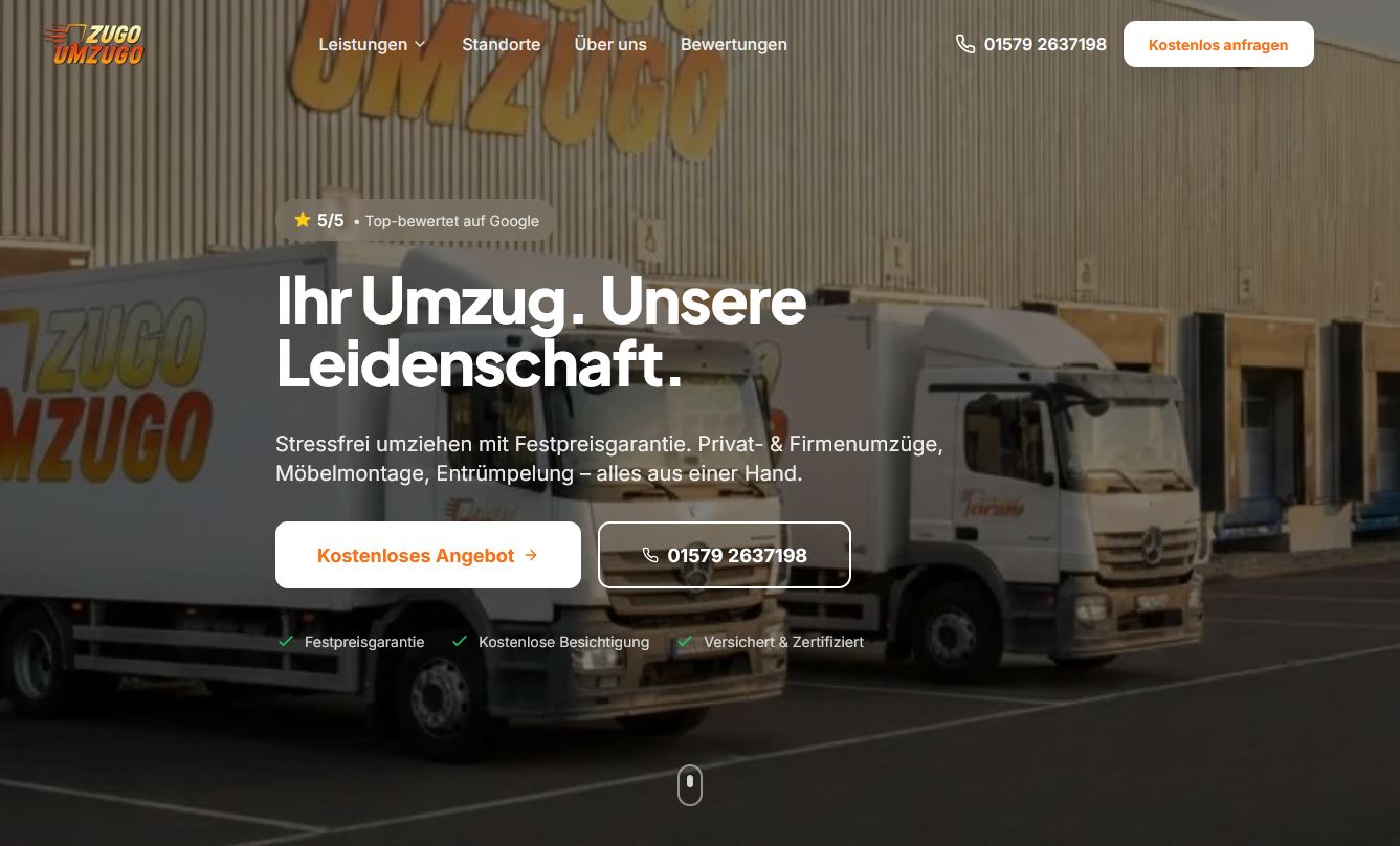 Zugo Umzugo, Umzugsunternehmen – Kunde von Gefunden & Erreicht